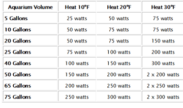 Tropical Fish Size Chart